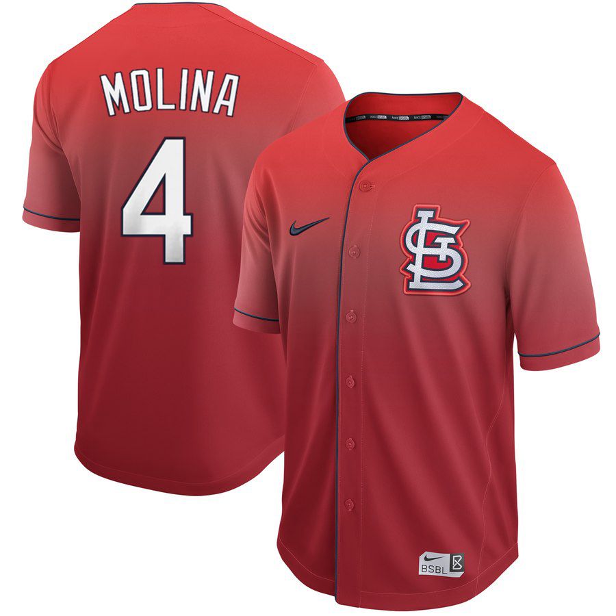 Men St. Louis Cardinals 4 Molina Red Nike Fade MLB Jersey